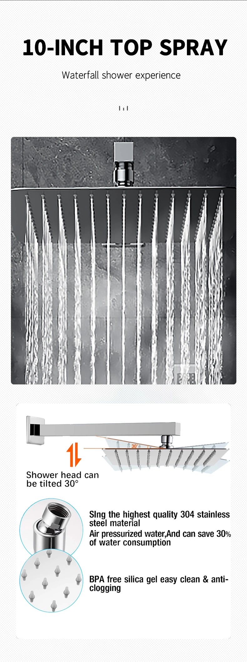 Wall Mount Rainfall Shower Faucet Set Chrome Bathroom Waterfall System Bathroom Shower Set Concealed Shower Set