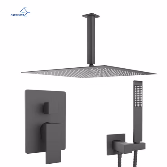 長方形のシャワー セット マット ブラック ソリッドブラス シャワー システム シャワー蛇口システム