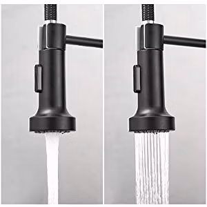 Aquacubic 工場直接鉛フリーソリッドブラス Cupc 認定デッキマウントシングルハンドルプルダウンスプリングブラックキッチン蛇口